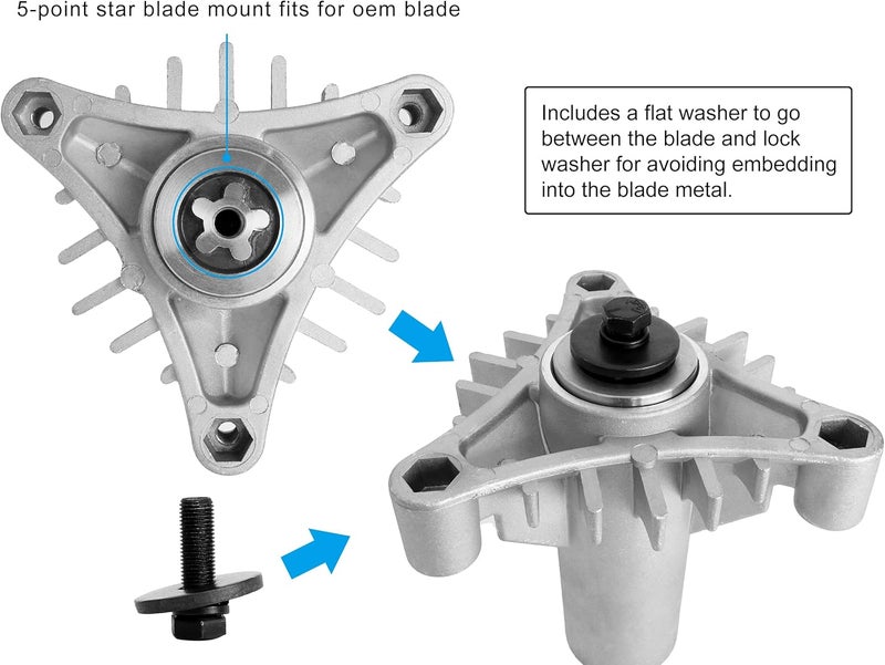 Fourtry Store 130794 Spindle 153535 Pulley Compatible with Craftsman Mower - Spindle Assembly with Pulley Compatible with Craftsman LT1000 LT2000 DYT4000 42" Deck Tractor, HU, Poulan Pro Riding Mower - Image 3