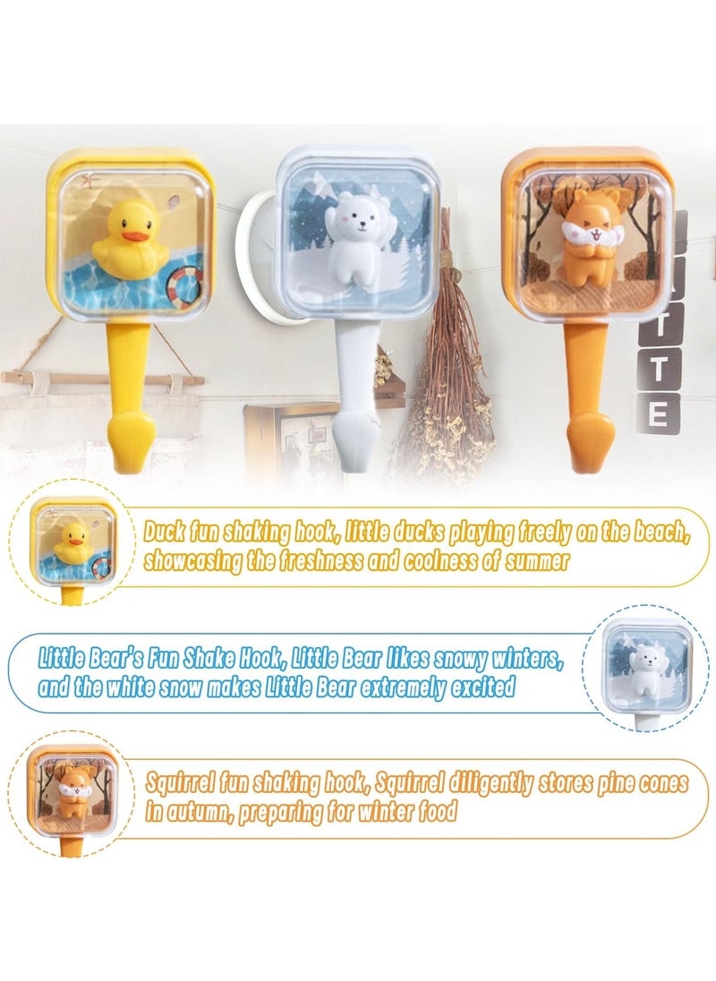 Y&D SYOSI 3 Pcs Wall Hooks, Adhesive Hooks Lovely Pet Kawaii Creative Squirrel, Duck, Bear for Coat Hat Scarf Towel Key Decor  - Image 3