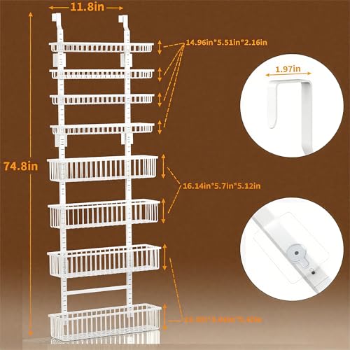 Moforoco White Over The Door Pantry Organizer, Pantry Organization and Storage, Metal Hanging Spice Rack Shelves Door, Seasoning Shelves, Laundry Room Organization, House and Kitchen Essentials - Image 2