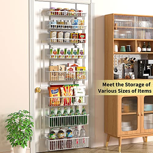 Moforoco White Over The Door Pantry Organizer, Pantry Organization and Storage, Metal Hanging Spice Rack Shelves Door, Seasoning Shelves, Laundry Room Organization, House and Kitchen Essentials - Image 3
