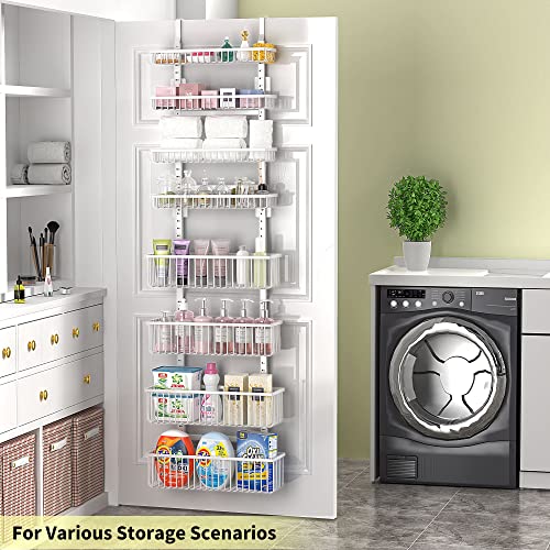 Moforoco White Over The Door Pantry Organizer, Pantry Organization and Storage, Metal Hanging Spice Rack Shelves Door, Seasoning Shelves, Laundry Room Organization, House and Kitchen Essentials - Image 5