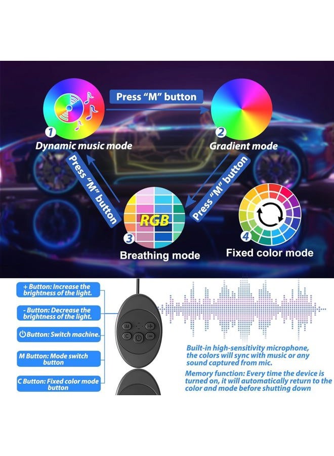 Fimker 5 in 1 Car Led Strip Lights with App Control, RGB Colors Interior Car Lights, Ambient Led Lighting Kit, 4 Light Flashing Modes, USB Neon Accessories for Doors, Center Console - Image 5