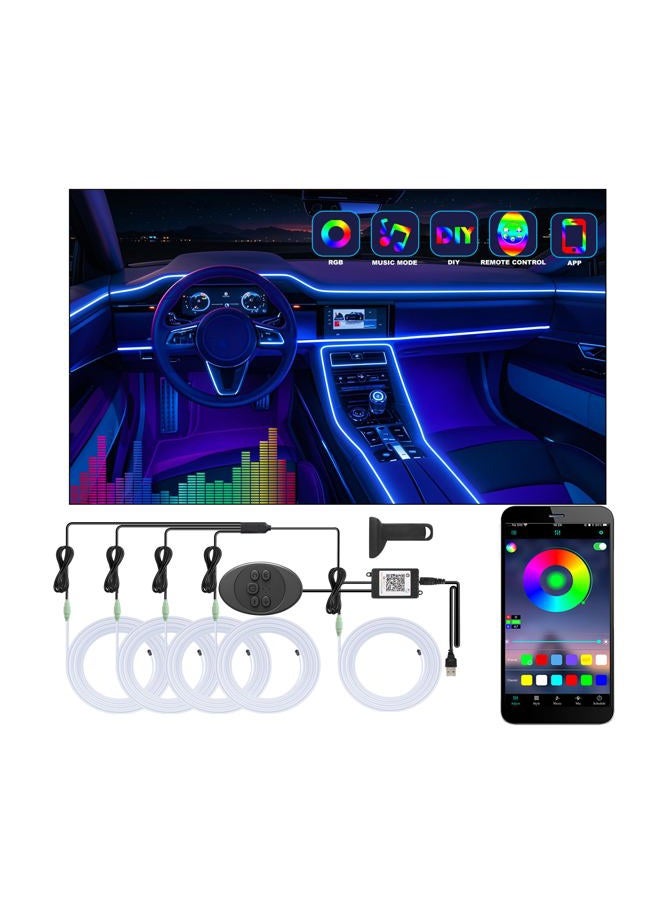 Fimker 5 in 1 Car Led Strip Lights with App Control, RGB Colors Interior Car Lights, Ambient Led Lighting Kit, 4 Light Flashing Modes, USB Neon Accessories for Doors, Center Console - Image 1