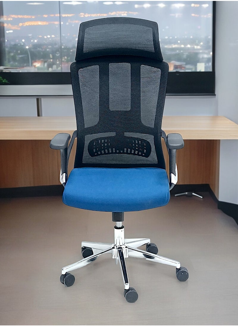 SBF Ergonomic Mesh Office Chair with Headrest, High Back, Adjustable Height and Tilt Back, Breathable Fabric, Chrome Base, Ideal for Home and Office