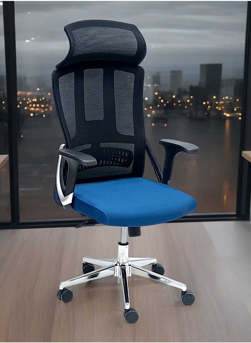 SBF Ergonomic Mesh Office Chair with Headrest, High Back, Adjustable Height and Tilt Back, Breathable Fabric, Chrome Base, Ideal for Home and Office