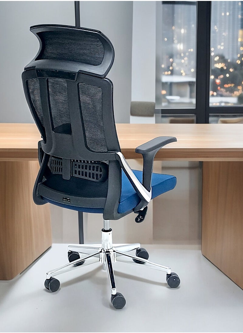 SBF Ergonomic Mesh Office Chair with Headrest, High Back, Adjustable Height and Tilt Back, Breathable Fabric, Chrome Base, Ideal for Home and Office