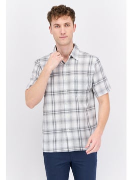 Swiss Alps Men Regular Fit Short Sleeve Plaid Casual Shirt, White  - Image 1