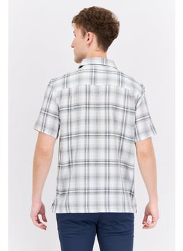 Swiss Alps Men Regular Fit Short Sleeve Plaid Casual Shirt, White  - Image 3