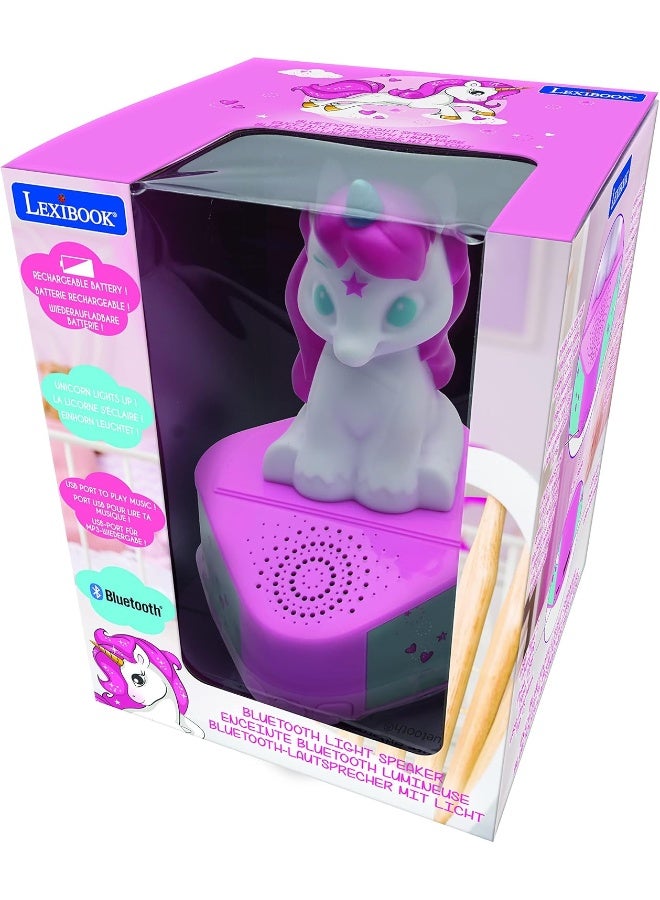 Lexibook Unicorn Luminous Bluetooth Speaker BTD80UNI for Kids, 5.0 Wireless Bluetooth Portable Speaker with LED Light-Up Figurine Design, USB Type-C Charging Port, Pink Magical Unicorn Room Décor Speaker for Girls and Boys, Cute Night Light Music Speaker - Image 4