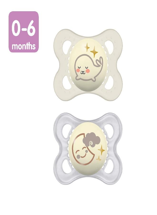 MAM MAM Night Pacifiers (2 Pacifiers & Sterilizing Box), MAM Pacifiers 0-6 Months, Best Pacifier for Breastfed Babies, Unisex, Glow in the Dark Pacifier - Image 2