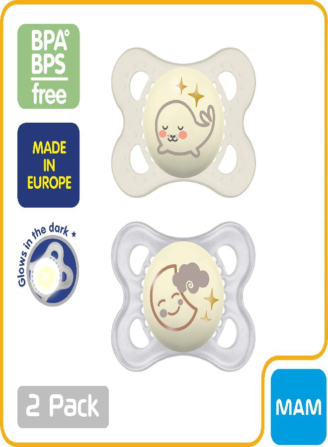 MAM MAM Night Pacifiers (2 Pacifiers & Sterilizing Box), MAM Pacifiers 0-6 Months, Best Pacifier for Breastfed Babies, Unisex, Glow in the Dark Pacifier - Image 3