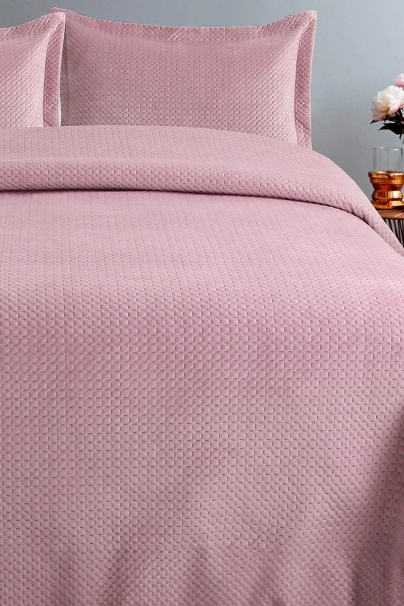 Favora Lidia Double Bedspread Set - Powder