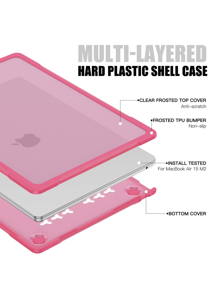 GULFLINK Hard Shell Case Cover with Kickstand Shockproof Function for MacBook Air A2941 15 inch 2023 Rose red  - Image 2