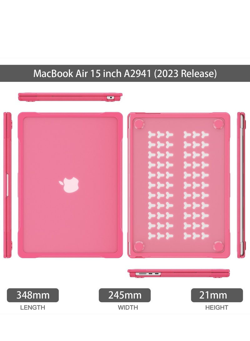 GULFLINK Hard Shell Case Cover with Kickstand Shockproof Function for MacBook Air A2941 15 inch 2023 Rose red  - Image 4