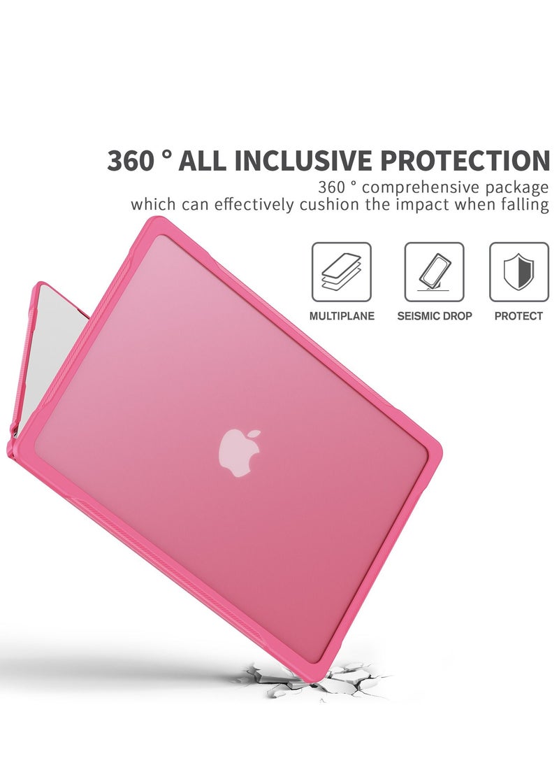 GULFLINK Hard Shell Case Cover with Kickstand Shockproof Function for MacBook Air A2941 15 inch 2023 Rose red  - Image 3