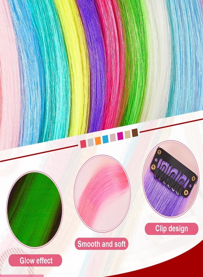 چوينت 20 قطعة من مشابك وصلات الشعر المضيئة في الظلام، قطع شعر ملونة مضيئة، مشابك شعر بألوان قوس قزح للحفلات، مشابك شعر صناعية نيون، إكسسوارات شعر للنساء والأطفال والفتيات، 10 ألوان (للشعر المجعد) - Image 3