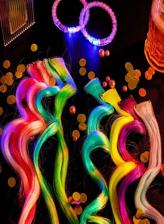 چوينت 20 قطعة من مشابك وصلات الشعر المضيئة في الظلام، قطع شعر ملونة مضيئة، مشابك شعر بألوان قوس قزح للحفلات، مشابك شعر صناعية نيون، إكسسوارات شعر للنساء والأطفال والفتيات، 10 ألوان (للشعر المجعد) - Image 5