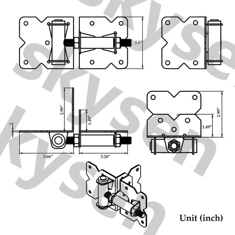 skysen Stainless Steel Self Closing Vinyl Fence Single Gate Hinge and Latch Hardware Kit -2 Hinges and 1 Latch (Single Gate Kit) - Image 4