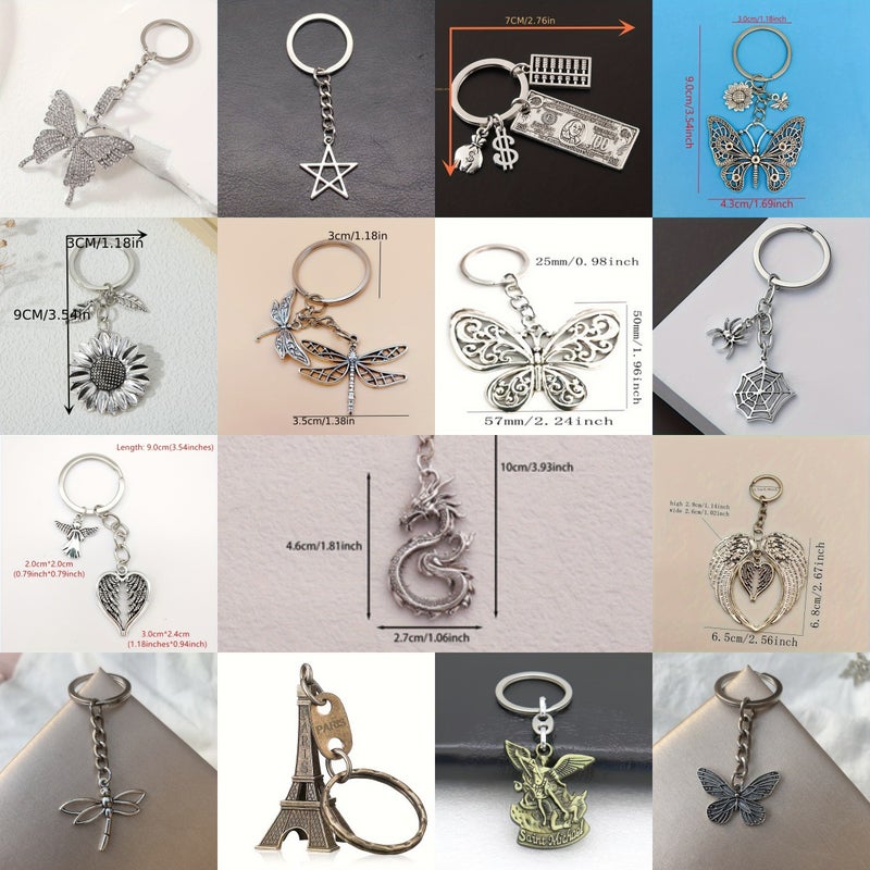 Selling Plant Insect Collection Vintage Alloy Series Keychain Pendant Car Backpack Hanging Pendant - Image 2