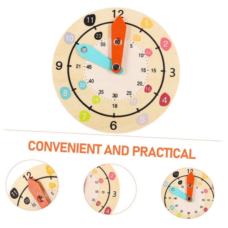Educational Wooden Cartoon Clock For Kids Learning To Tell Time With Smooth Edges - Image 4