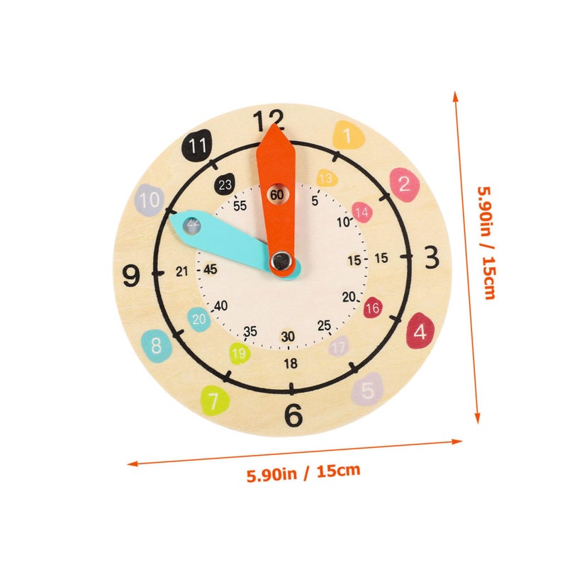 Educational Wooden Cartoon Clock For Kids Learning To Tell Time With Smooth Edges - Image 3