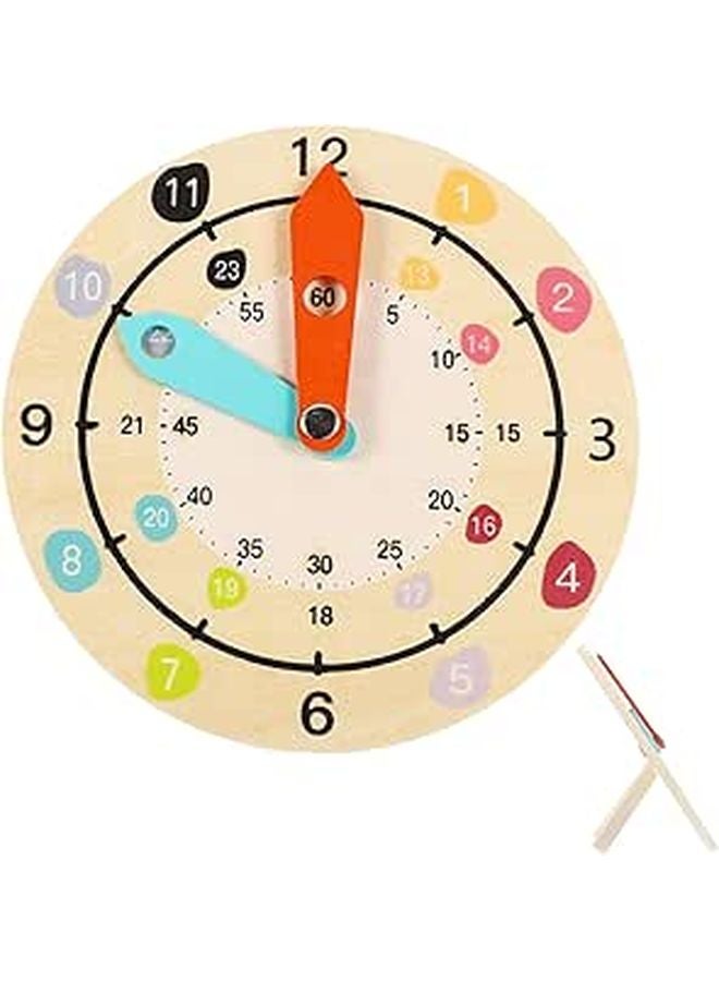 Educational Wooden Cartoon Clock For Kids Learning To Tell Time With Smooth Edges - Image 1