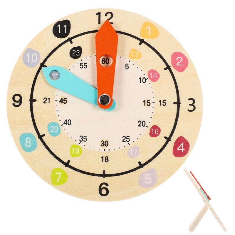 Educational Wooden Cartoon Clock For Kids Learning To Tell Time With Smooth Edges - Image 2