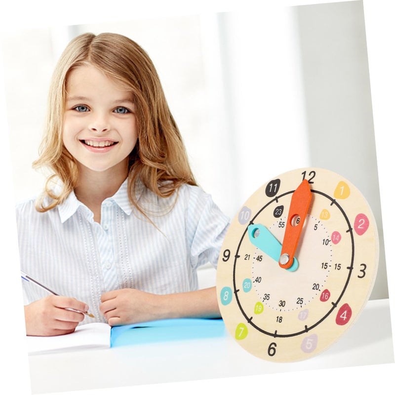 Educational Wooden Cartoon Clock For Kids Learning To Tell Time With Smooth Edges - Image 5
