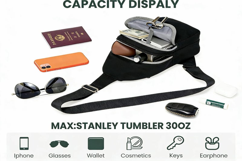MAXTOP Crossbody Bags for Women Men Lightweight Sling Bag Fanny Pack for Travel Casual Outdoors Gifts for Family Black - Image 5