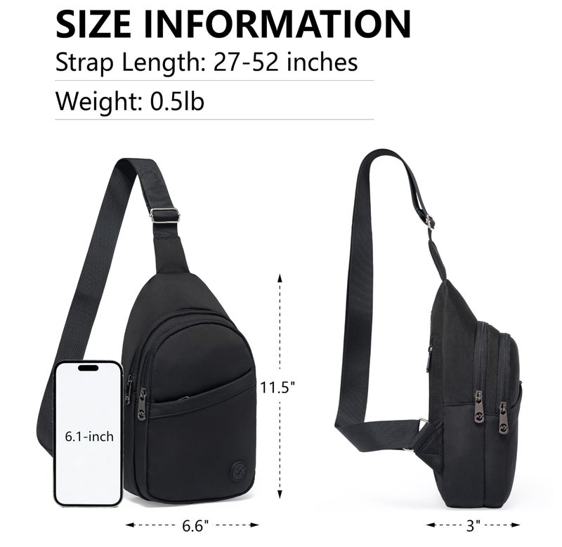 MAXTOP Crossbody Bags for Women Men Lightweight Sling Bag Fanny Pack for Travel Casual Outdoors Gifts for Family Black - Image 4