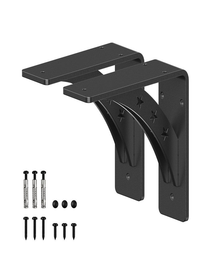 PICESA Heavy Duty Shelf Brackets，max Load 900 LBS,Premium Alloy Metal Mantel Brackets , (Set of 2) Fireplace Mantel Brackets - Countertop Support Brackets (Matte Black, 6 inch x 5 inch) - Image 1