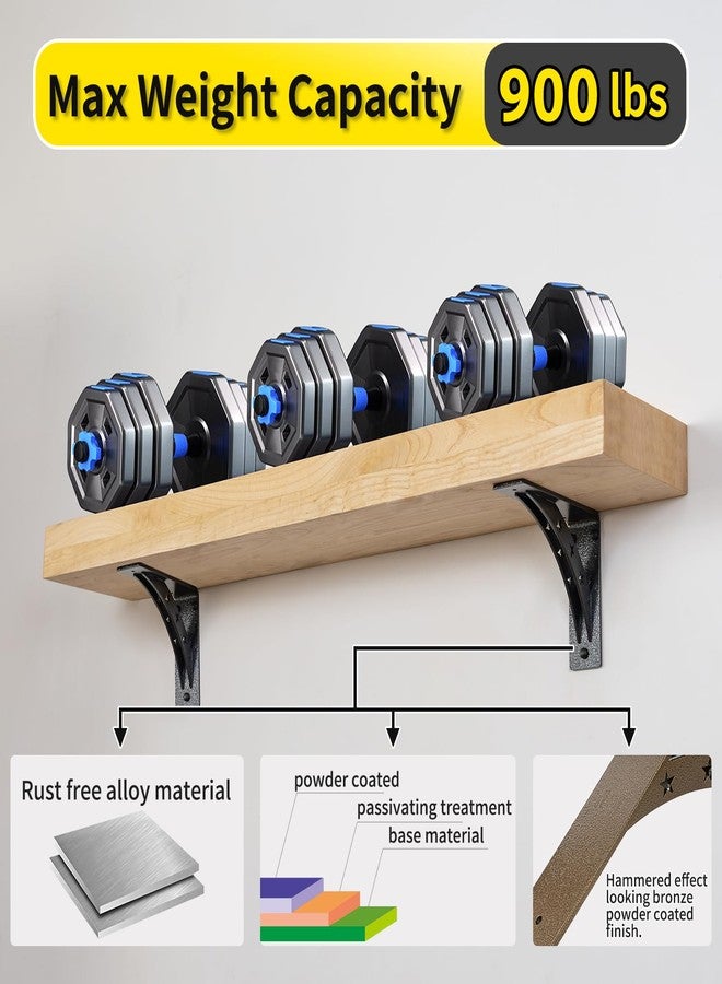 PICESA Heavy Duty Shelf Brackets，max Load 900 LBS,Premium Alloy Metal Mantel Brackets , (Set of 2) Fireplace Mantel Brackets - Countertop Support Brackets (Matte Black, 6 inch x 5 inch) - Image 5