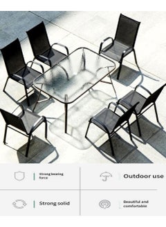 Living Outdoor Garden Table Set 6 Chair And Table Brown Set 150*90cm.  - Image 3
