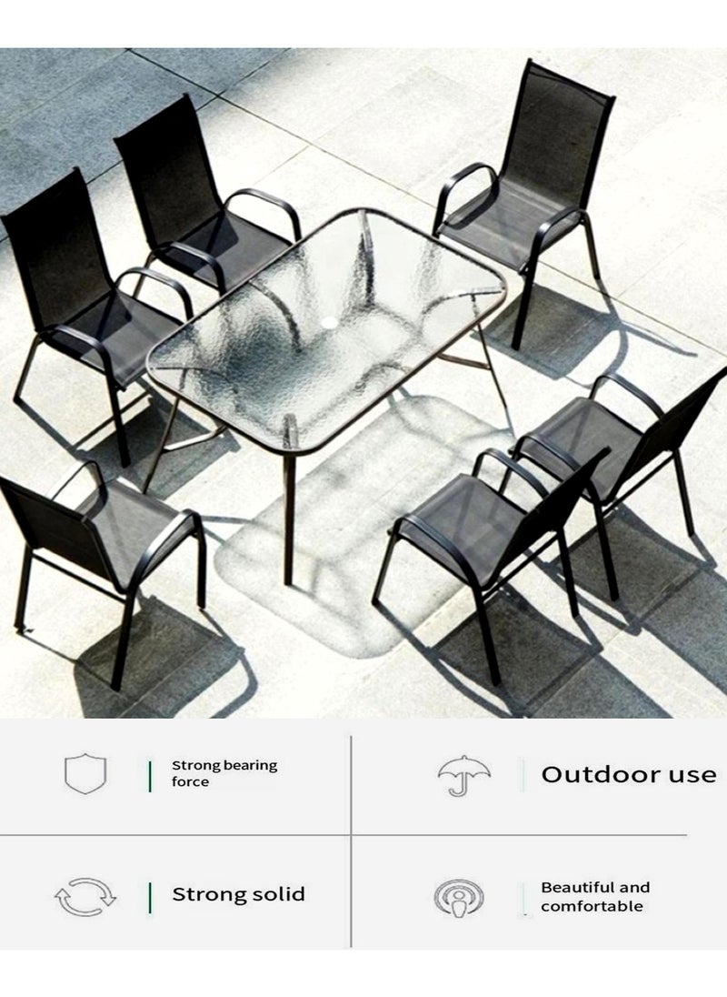 Living - طقم طاولة حديقة خارجية 6 كرسي وطاولة بني مقاس 150*90 سم. - Image 1