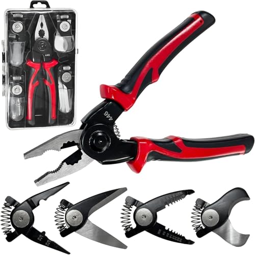 BELLOX ENTERPRISE 5 in 1 multifunctional Pliers Tool Kit With 5 Interchangeable Heads Special For Electricians Combination Lineman Pliers,Cable Cutting,Wire Stripping,Crimping Tools,Sheet Metal Shear with Storage Box - Image 2