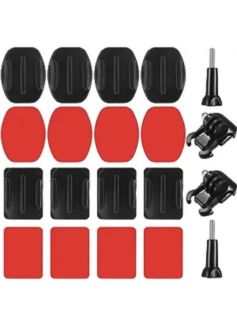 Set of Helmet Adhesive Mount Set, Flat Curved Helmet Adhesive Mounts with Accessories Kit, Compatible with GoPro