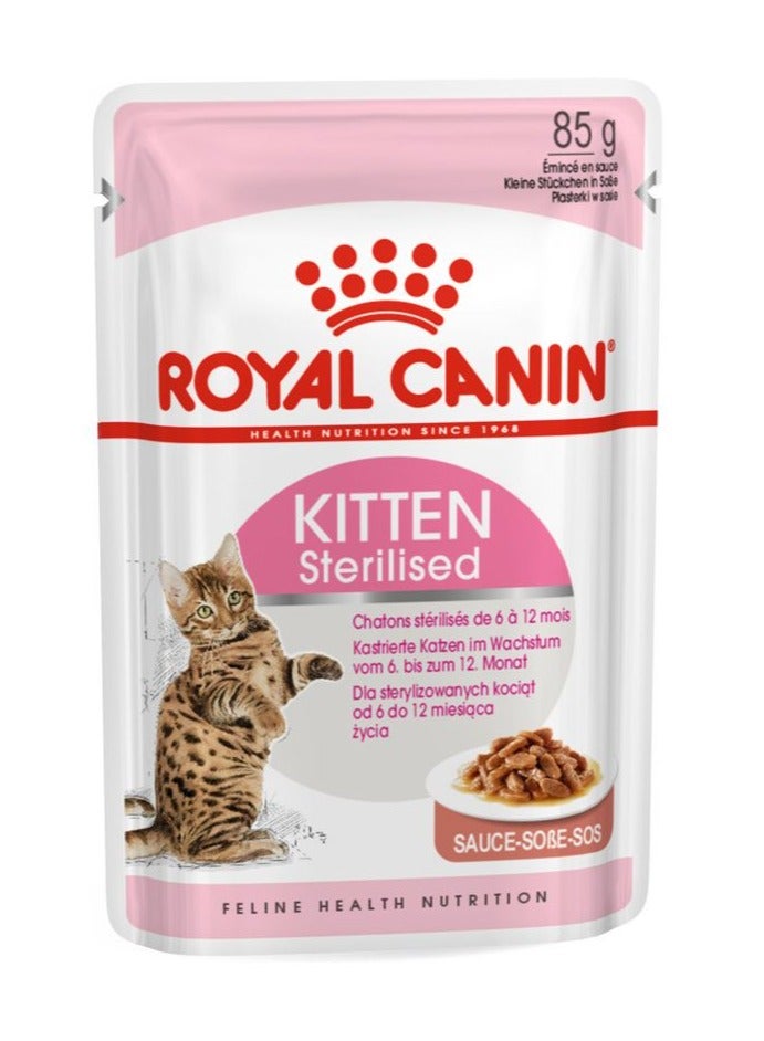 Royal Canin Feline Health Nutrition Kitten Sterilised Gravy (WET FOOD - Pouches) 12x85G - Image 1