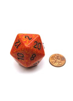 Jumbo D20 Counter Speckled 34Mm Dice Fire