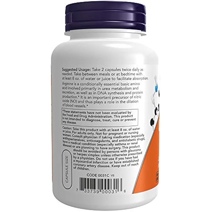 now L-Arginine, 500 mg, 250 Caps - Image 3