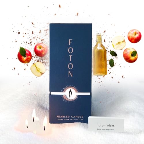 Foton Pearled Candle 18 Oz - Snowy Cider Non Toxic Luxury Long Lasting Powder Wax Sand Candles up to 120 Hours - Refillable Pearl Candle Sand with 30 Wicks - Image 1