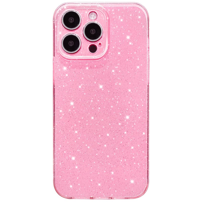 Hython Case for iPhone 14 Pro Max Case Glitter Cute Sparkly Shiny Bling Sparkle Phone Cases 6.7", Thin Slim Fit Soft TPU Bumper Shockproof Rubber Protective Cover for Women Girls Girly, Bright Pink - Image 1