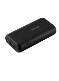 Momax Pocket-Sized External Battery Pack – Ultra-Portable Fast Charging Power Bank, USB-C & USB-A Compatible for iPhone, Android & More – Black  - Image 1