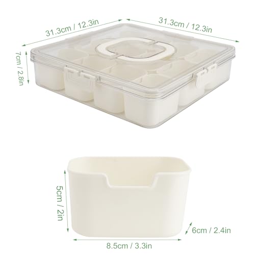 shopwithgreen 2Pcs Snackle Box Container, Divided Serving Tray with Lid and Handle, Snack Box Container Food Platter Charcuterie for Party, Veggies, Snack, Fruit, Nuts, Entertaining, Picnic, LARGER SIZE - Image 4