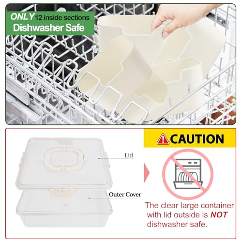 shopwithgreen 2Pcs Snackle Box Container, Divided Serving Tray with Lid and Handle, Snack Box Container Food Platter Charcuterie for Party, Veggies, Snack, Fruit, Nuts, Entertaining, Picnic, LARGER SIZE - Image 2