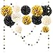 NICROLANDEE Black Gold Party Decorations 15 PCS Tissue Paper Pom Poms Kit for 2026 Graduation Party Decor Wedding Birthday Engagement Paper Garland Flower Ball Ceiling Wall Decor - Image 3