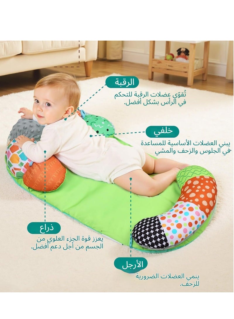 XICEN Baby Tummy Time Play Mat & Support Pillow, 3 in 1 Detachable Back Support Cushion, Gym Mat & Nursing Pillow with Mirror Toys, Breastfeeding Pillow, Help Newborns to Learn Sit and improve Motor Skills - Image 3