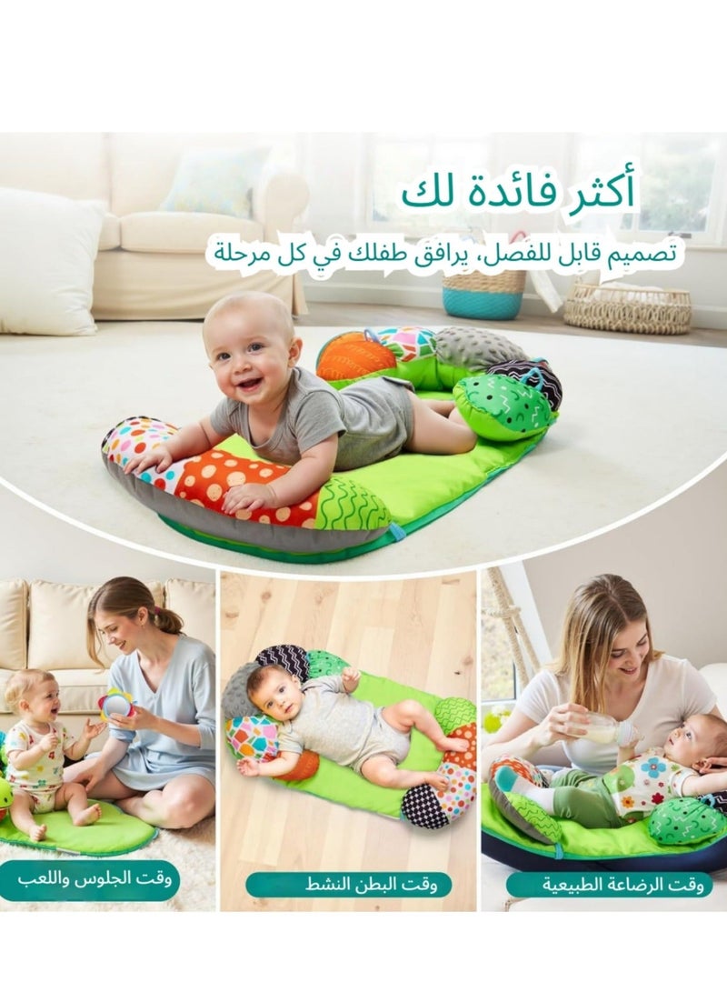 XICEN Baby Tummy Time Play Mat & Support Pillow, 3 in 1 Detachable Back Support Cushion, Gym Mat & Nursing Pillow with Mirror Toys, Breastfeeding Pillow, Help Newborns to Learn Sit and improve Motor Skills - Image 4