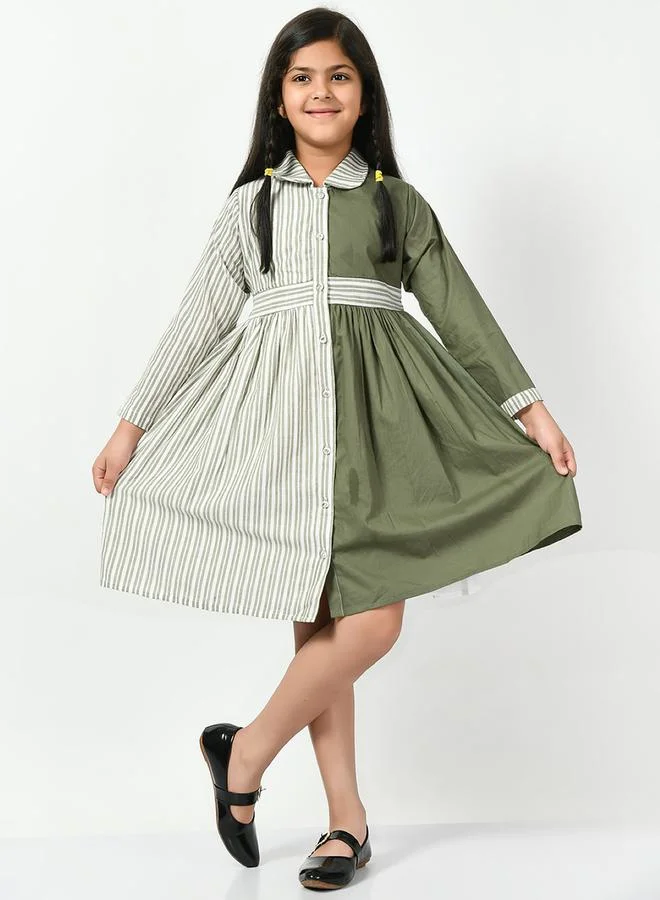 بيلا مودا Cotton Striped Colorblock Shirt Dress by Styli