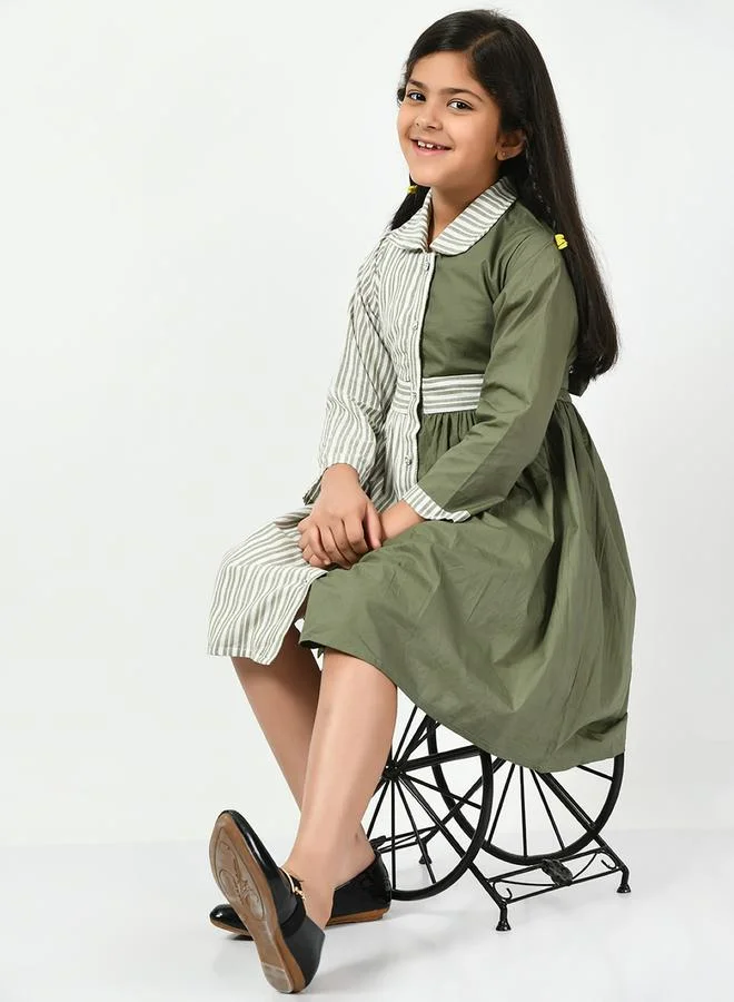 بيلا مودا Cotton Striped Colorblock Shirt Dress by Styli