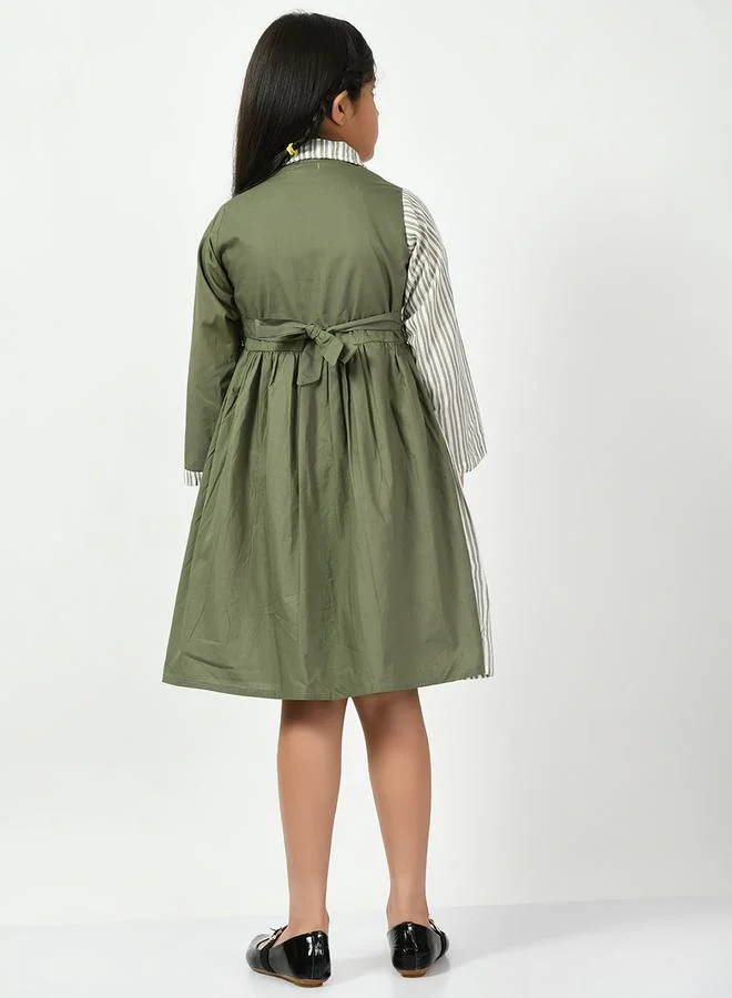 بيلا مودا Cotton Striped Colorblock Shirt Dress by Styli